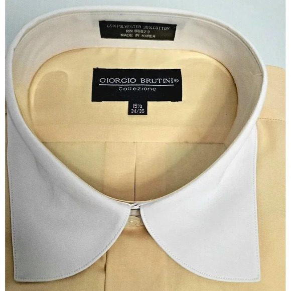 Giorgio Brutini Mens Shirt 15 1/2 (34/35) French Cuff Beige New With Tags - Picture 2 of 5